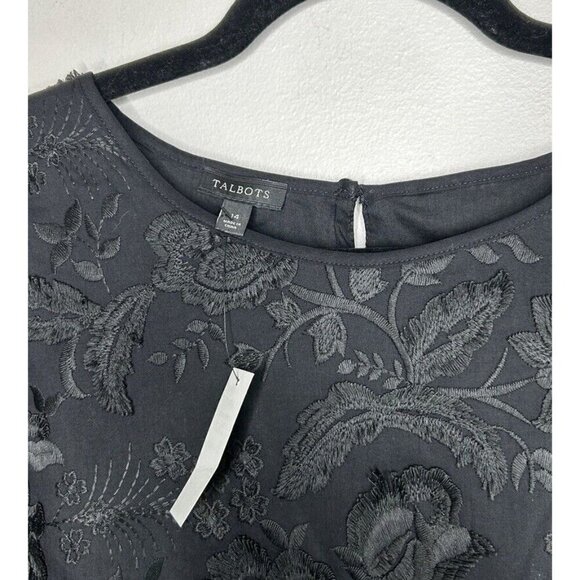 Talbots Embroidered Black Floral Blouse Womens Top Size 14 NWT - Picture 6 of 13